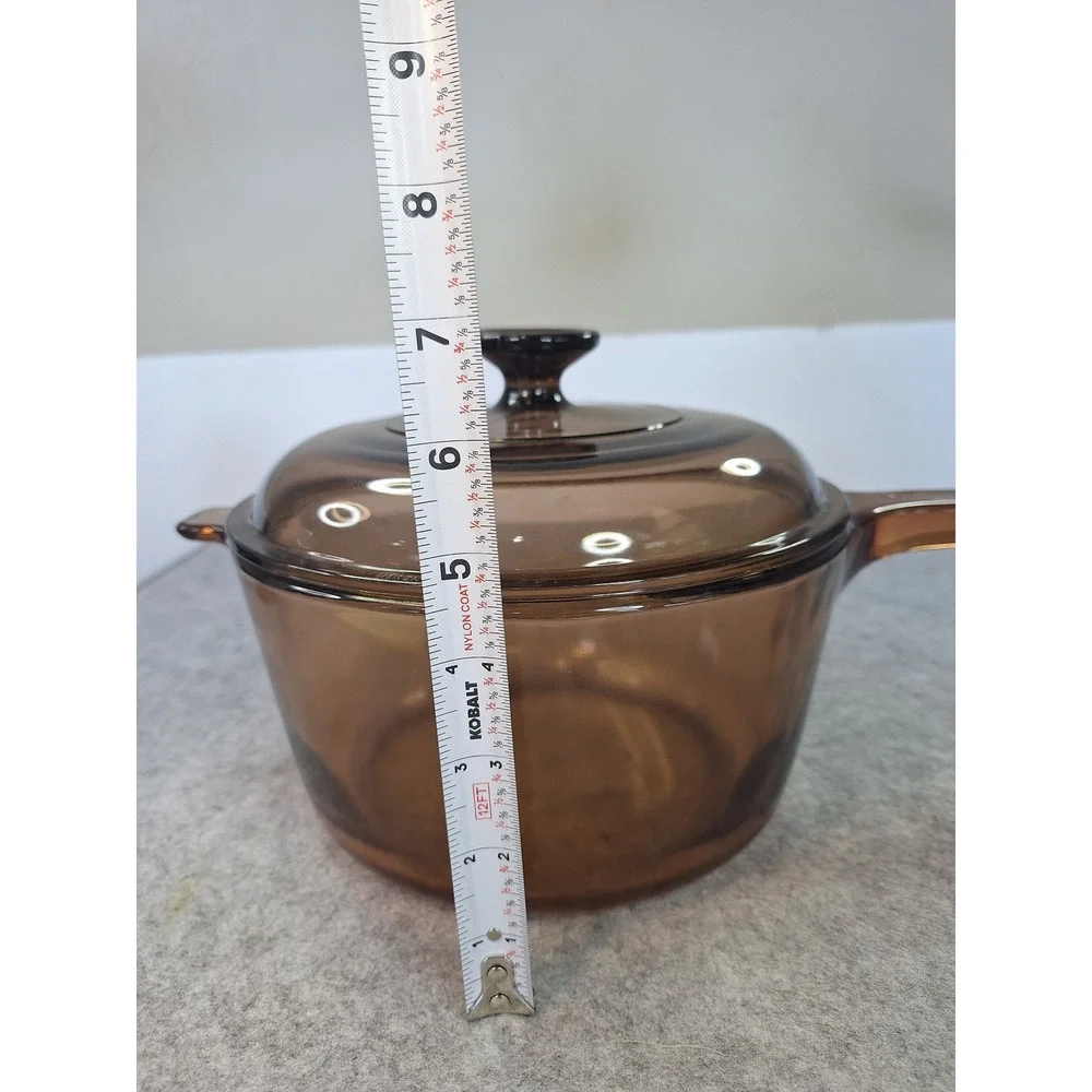 Visions by Corning Amber Glass 2.5L Saucepan with Lid Vintage V-2.5-B USA Made